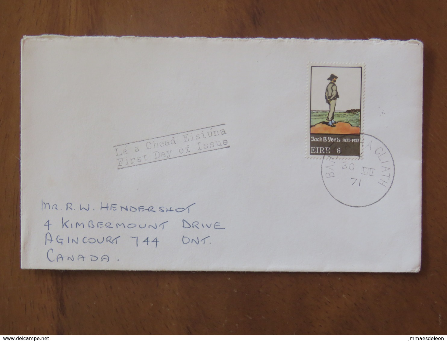 Ireland 1971 FDC Cover To England - Island Man By Jack Butler Painting - Cartas & Documentos