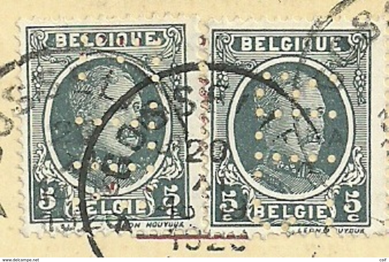 193 Op Entier Stempel GOSSELIES Met Firmaperforatie (perfin) "ETR" Van EMAILLERIES & TOLERIES REUNIES - 1909-34