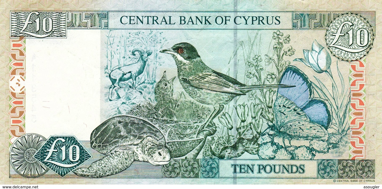 CYPRUS (GREECE) 10 POUNDS 1-2-1997 VF-EXF P-59 PREFIX "A" "free Shipping Via Registered Air Mail" - Cyprus