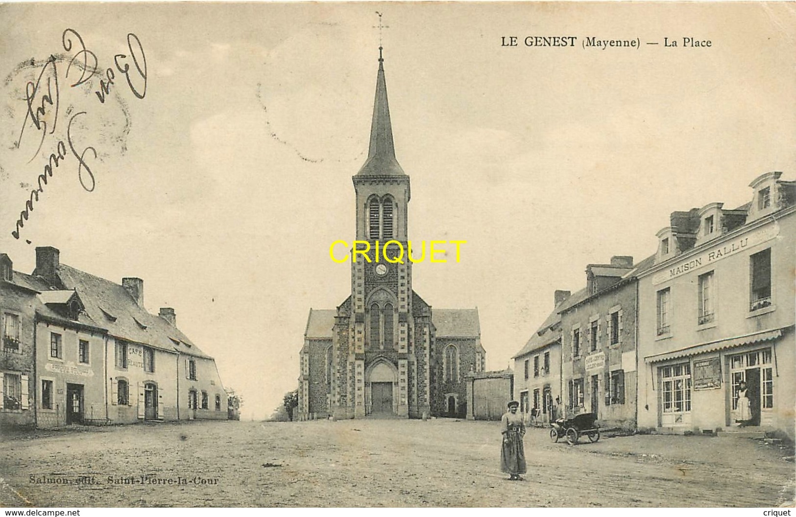 53 Le Genest, La Place, Vieux Tacot, Commerces..., 1909 - Le Genest Saint Isle