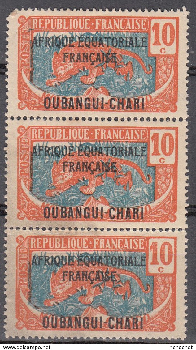 Oubangui Chari 63 ** En Bande De 3 Vertical - Neufs