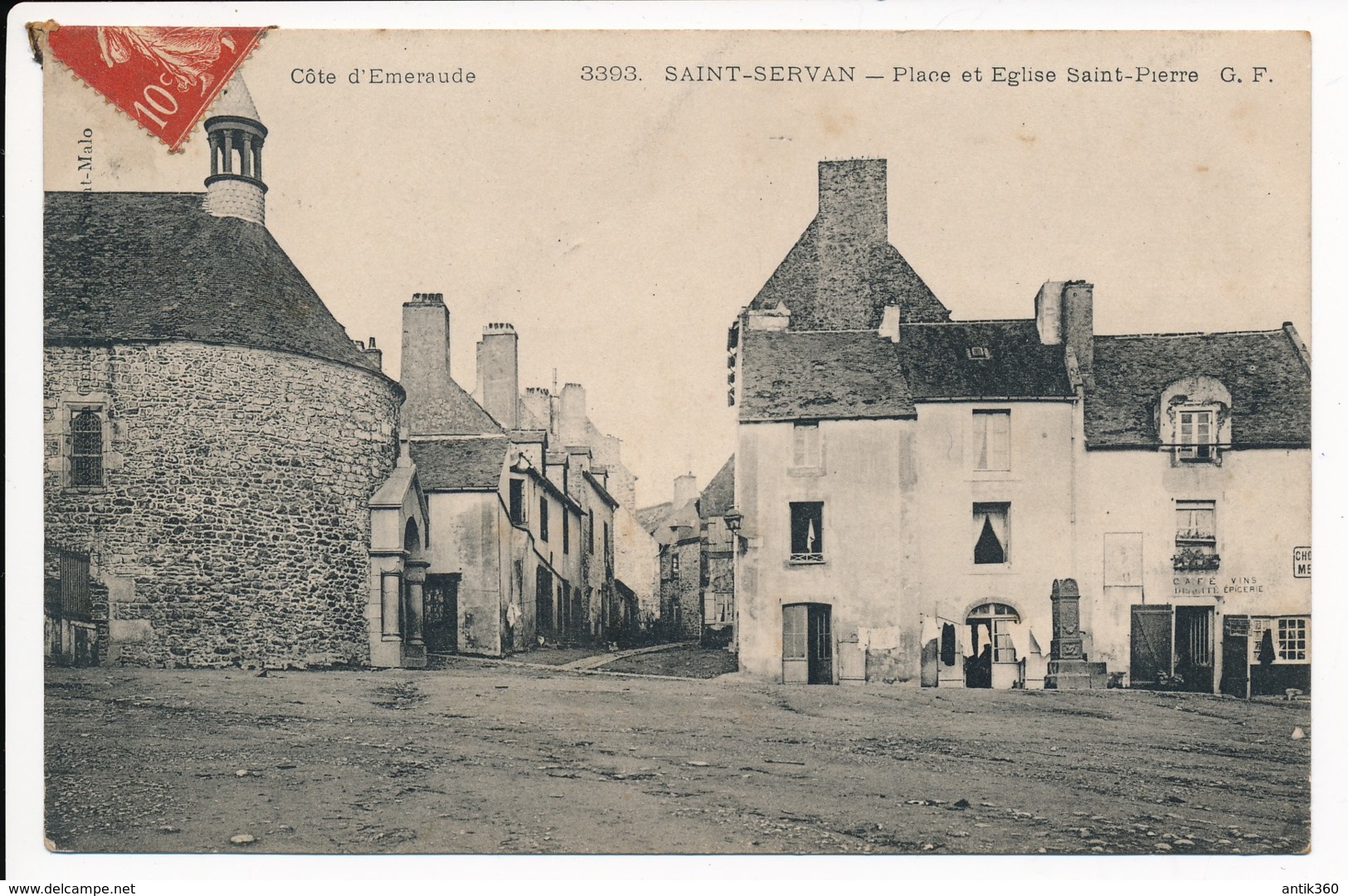 CPA 35 SAINT SERVAN Carte Rare Place Et Eglise Saint-Pierre - Saint Servan