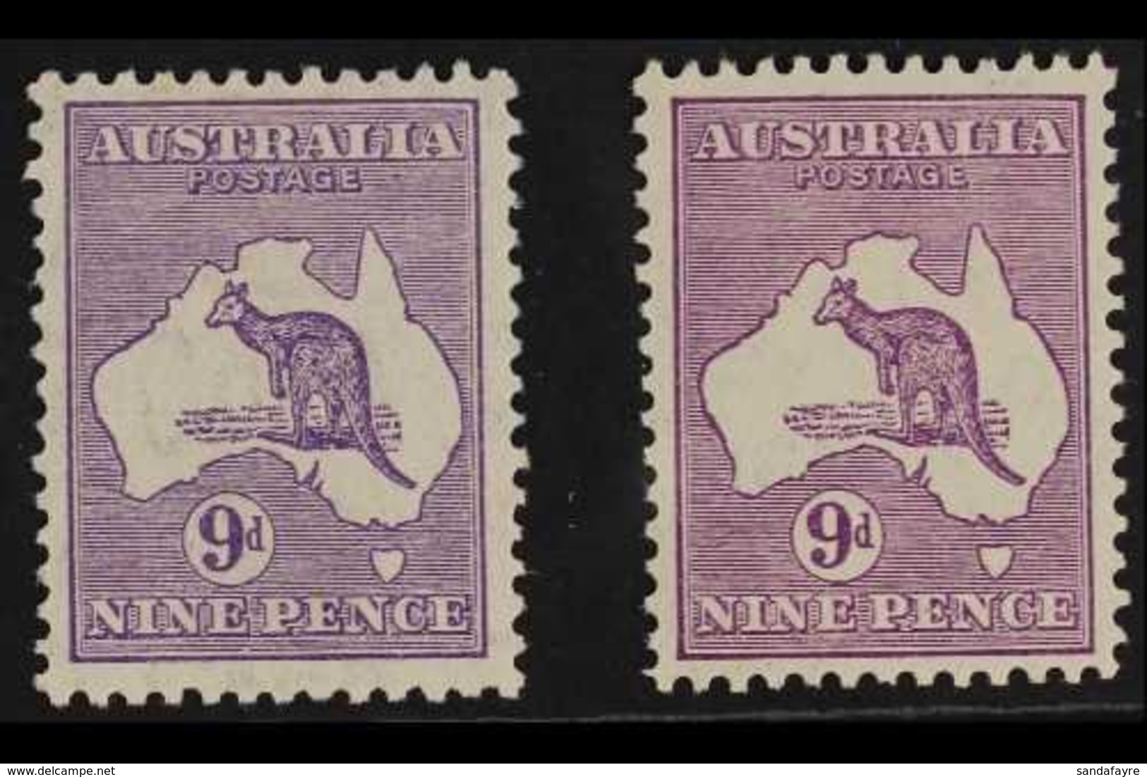 1931-36  9d Violet And 9d Purple Roo, BW 29A & 29C (SG 133), Very Fine Mint, Nice Centring, Very Fresh. (2 Stamps) For M - Sonstige & Ohne Zuordnung