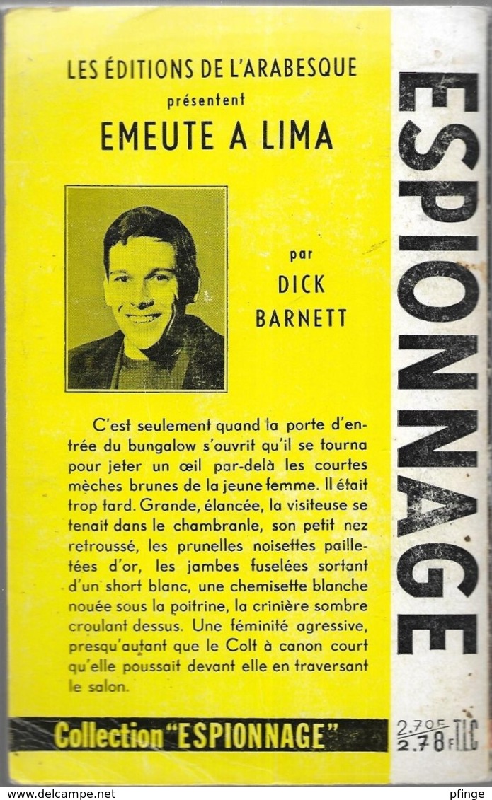 Emeute à Lima Par Dick Barnett - L'Arabesque Espionnage N°396 - Editions De L'Arabesque