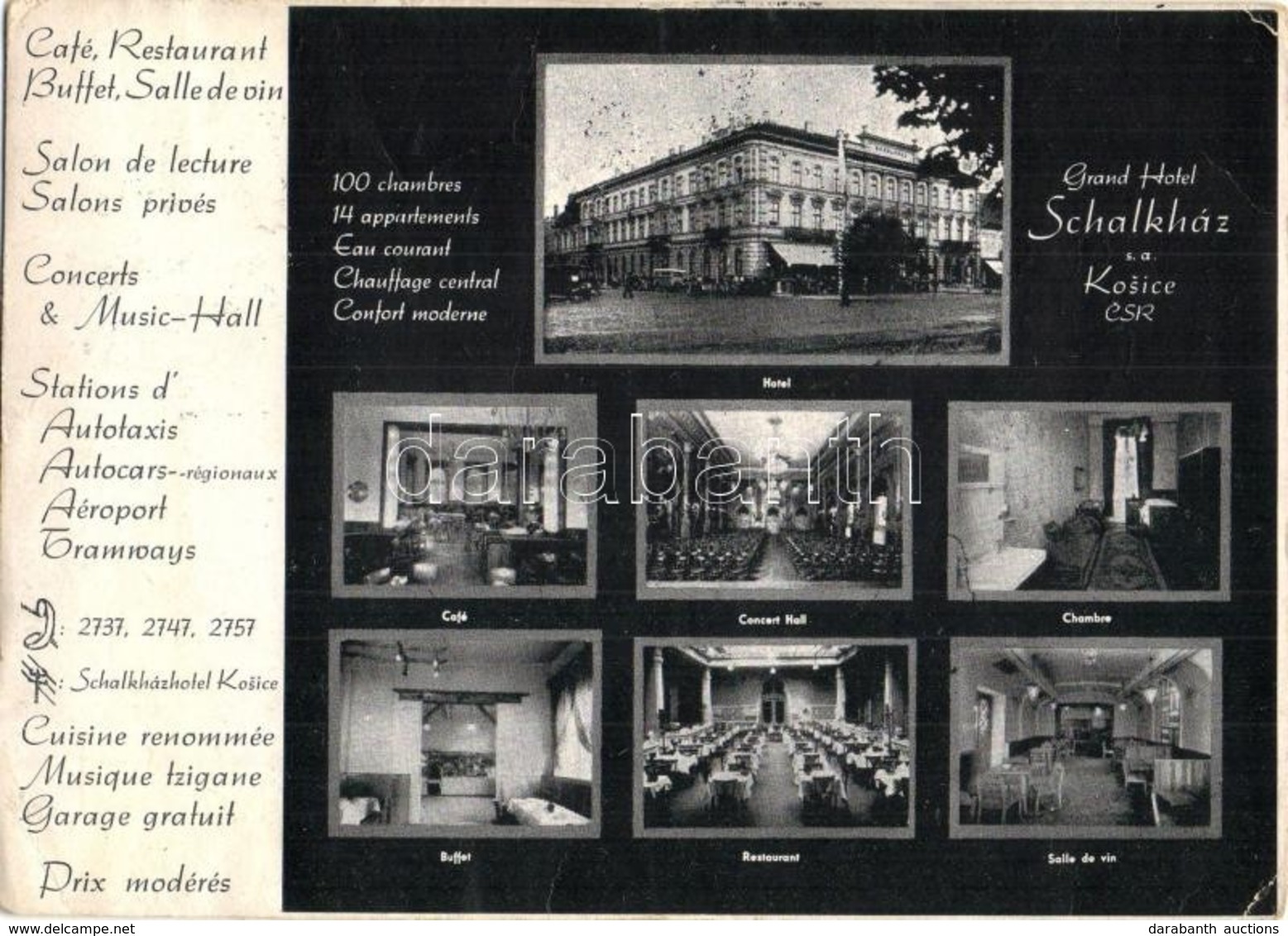 T2/T3 Kassa, Kosice; Schalkház Reklámlap, Belső, Koncert Terem, étterem, Kávézó, Bor Terem / Hotel Interior With Adverti - Ohne Zuordnung