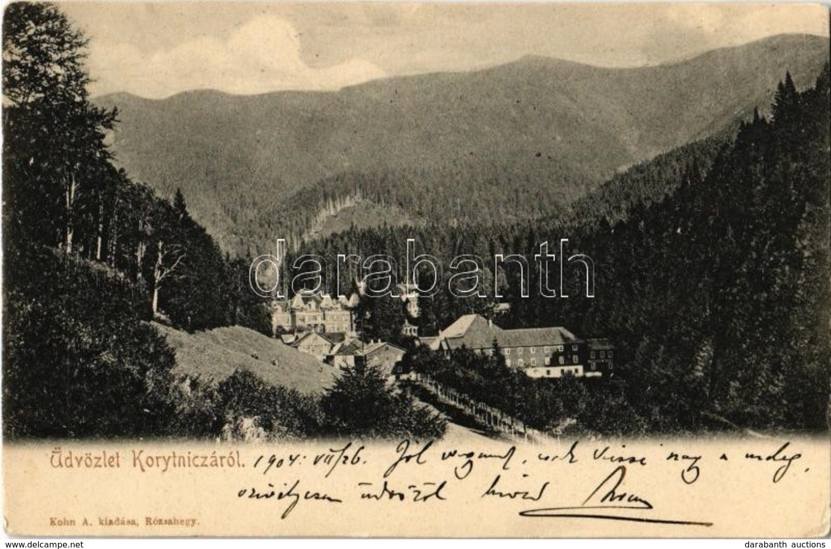 T2/T3 1904 Koritnyica, Korytnica; Látkép, Fürdő Szálloda, Villa. Kiadja Kohn A. / Spa Hotel, Villa (EK) - Ohne Zuordnung