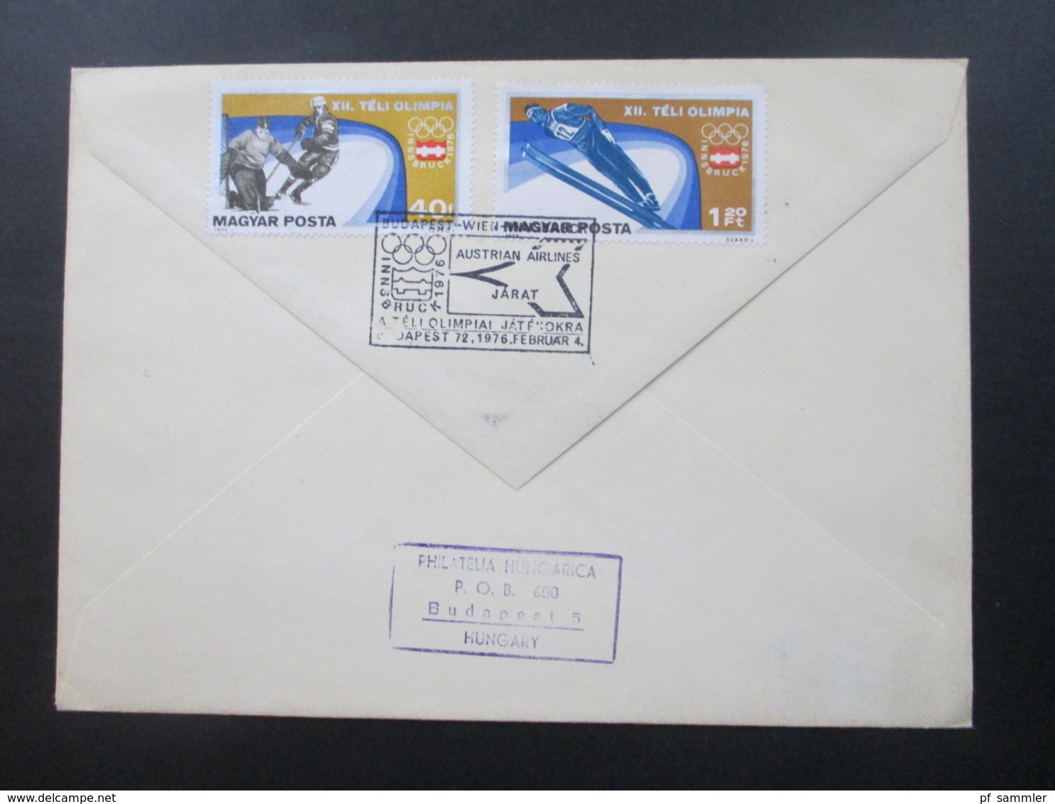 Ungarn 1975 Block 116 A Olympische Winterspiele Luftpost / Express Brief Mit SST Austrian Airlines Jarat Nach Innsbruck - Lettres & Documents