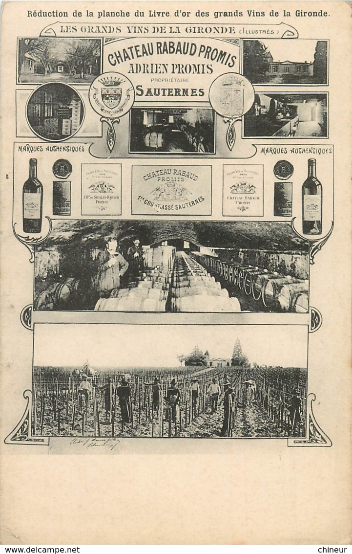 CARTE PUBLICITAIRE CHATEAU RABAUD PROMIS SAUTERNES CARTE MULTIVUES - Autres & Non Classés