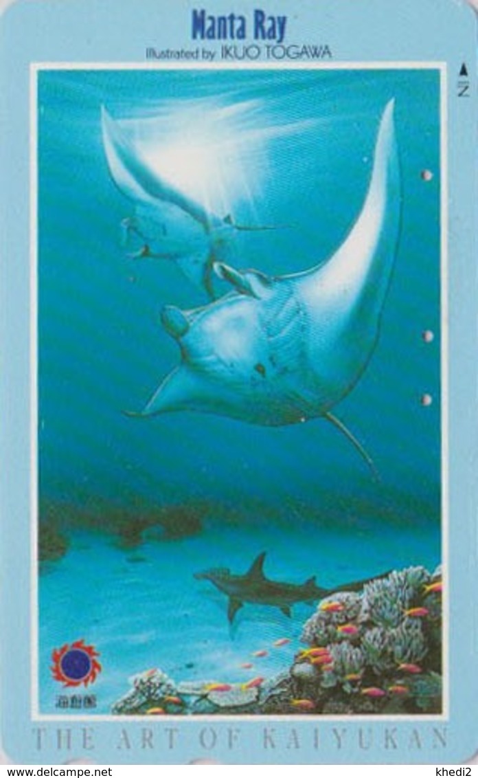 TC Japon / 110-011 - Série OSAKA RING OF FIRE - ANIMAL- POISSON - RAIE MANTA RAY & REQUIN SHARK Japan Phonecard - 37 - Dolphins