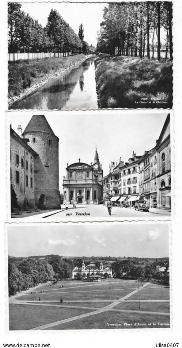 YVERDON (Suisse) Ensemble De 3 Cartes Vues Diverses - Yverdon-les-Bains 