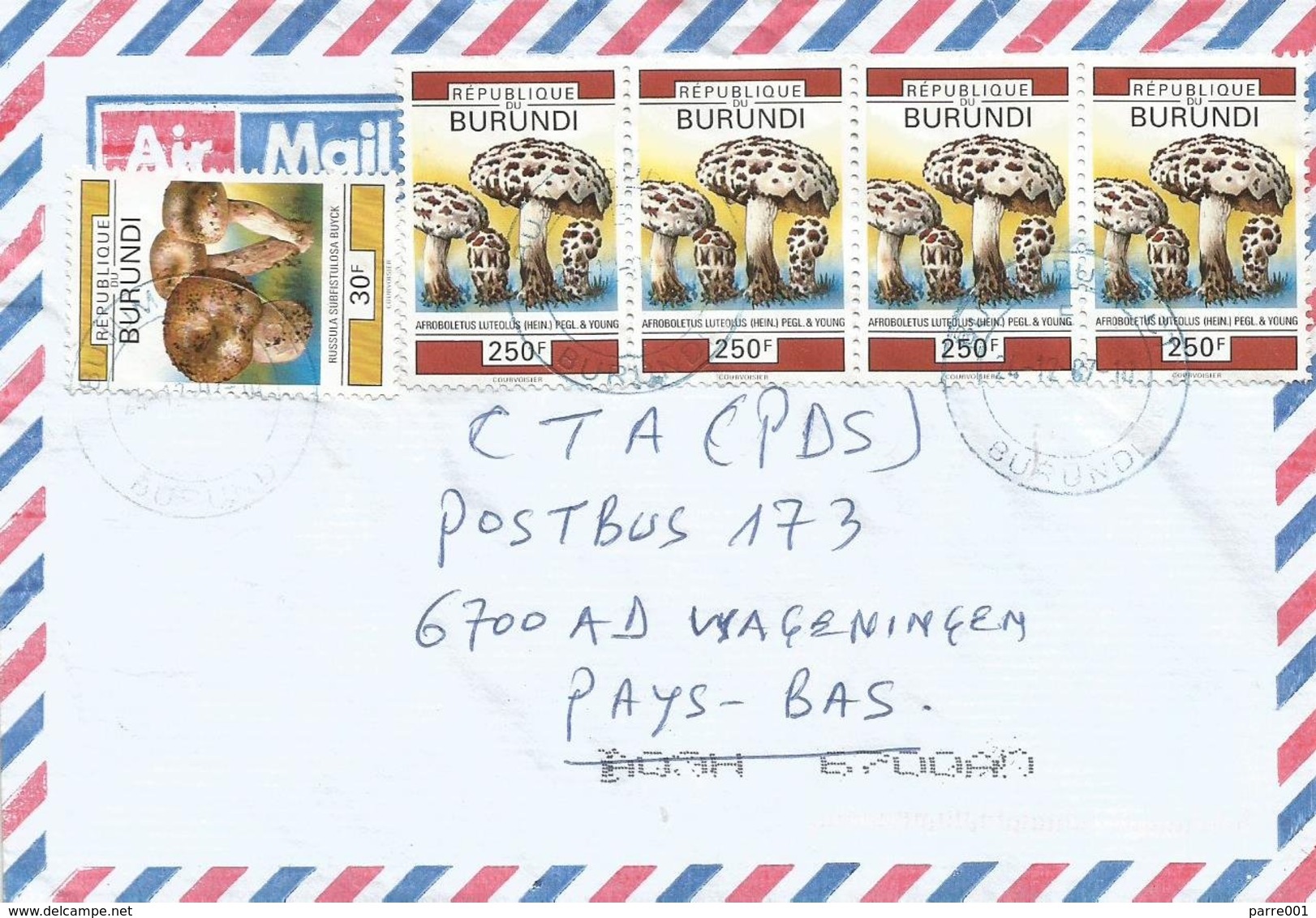 Burundi 2007 Bujumbura Mushroom Russula Subfistulosa 30f Afroboletus Luteolus 250f Cover - Used Stamps