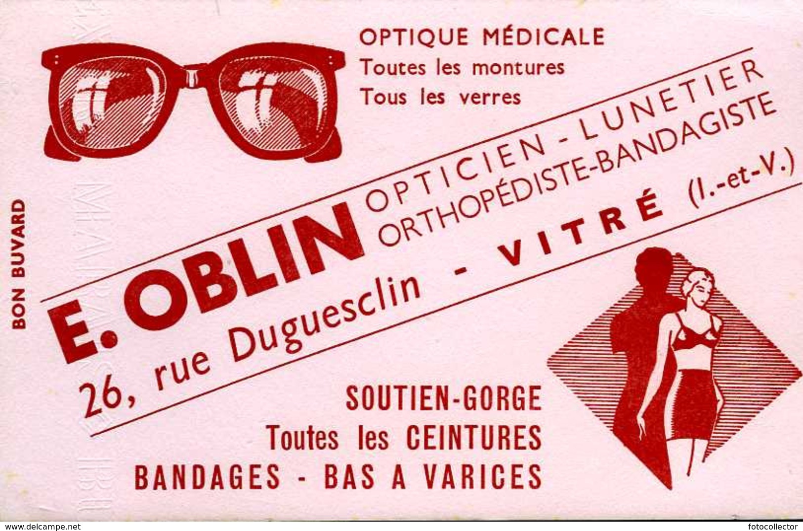 Buvard Oblin Opticien Lunetier 26 R Duguesclin Vitré (35) - O