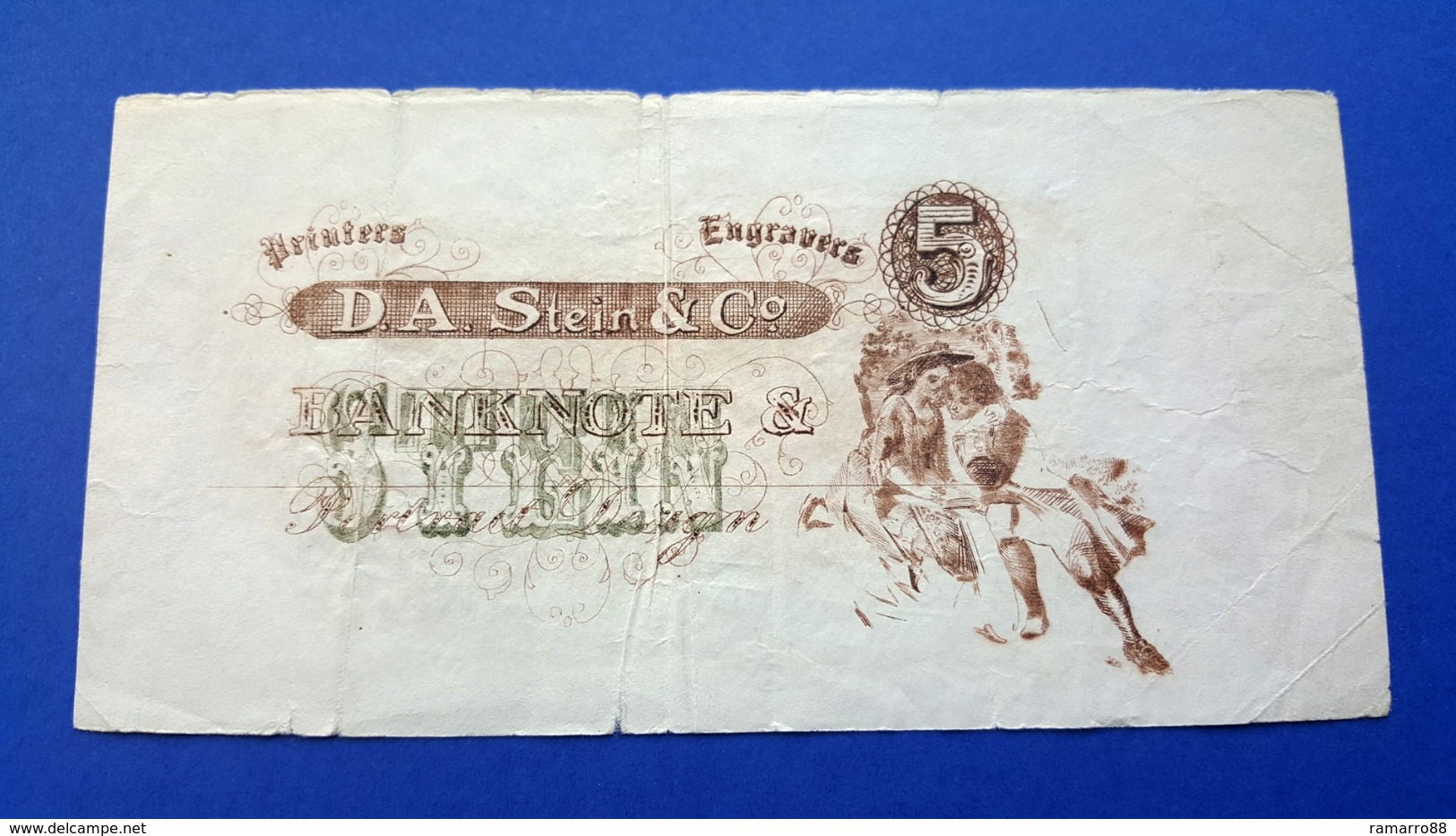 USA - D.A. Stein & Co. 5 Units - Very Old and Rare Specimen Sample Note 1800s aF