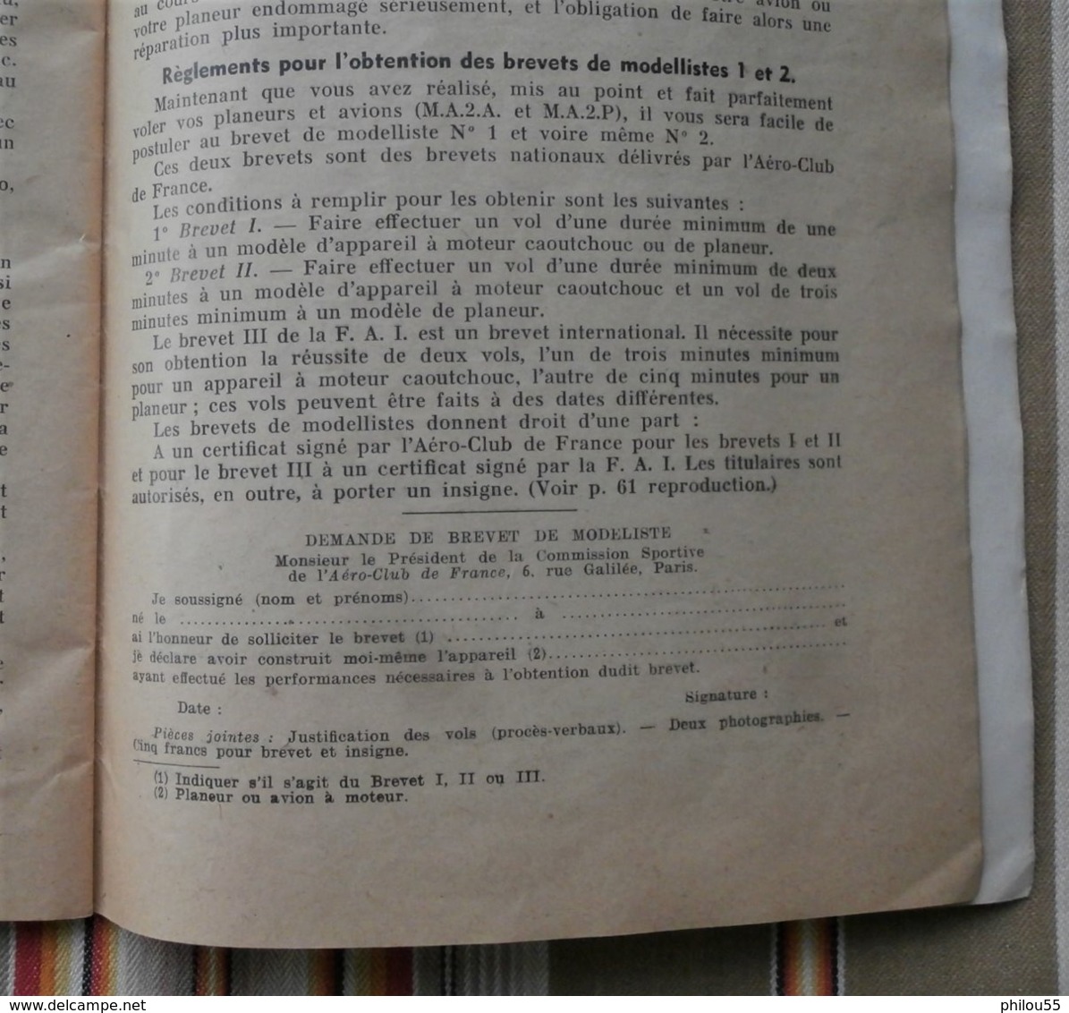 75 PARIS 8e Ministere de l'Air LES ECOLIERS DE L'AIR Comite Francais des Modeles Reduits d'Avion