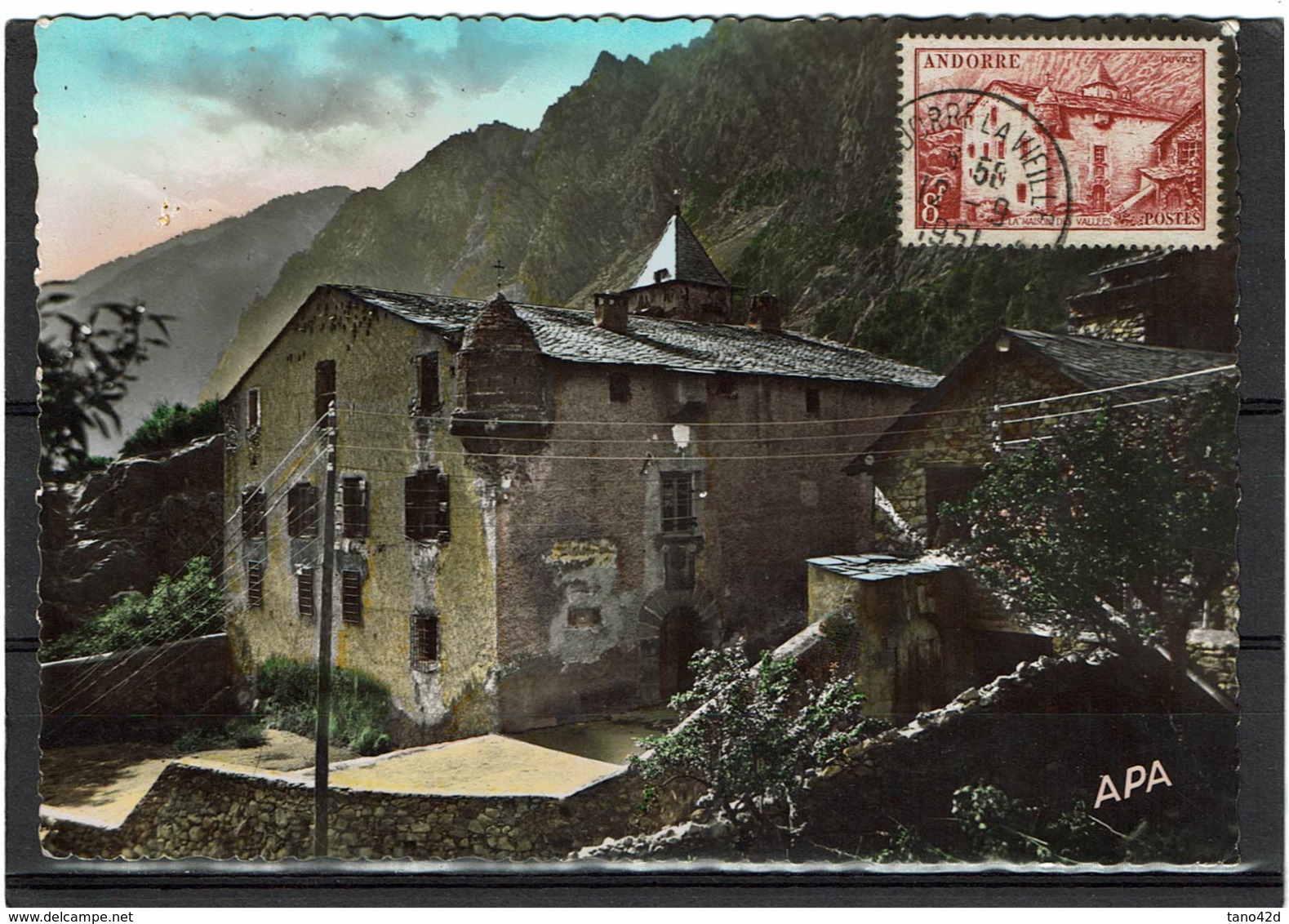 LCTN57/2 - ANDORRE 8F MAISON DES VALLEES SEUL SUR CP 12/9/1951 - Covers & Documents