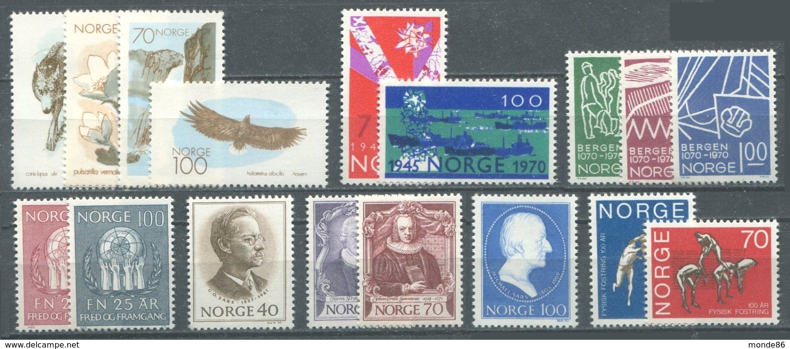 NORVÈGE - Année Complète 1970 ** - TB - Années Complètes