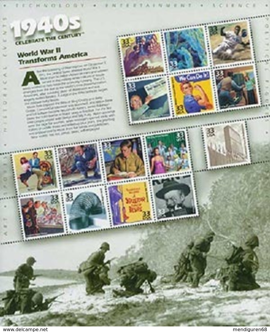 VERINIGTE STAATEN ETATS UNIS USA 1998 MS CELEBRATE CENTURY 1940s MNH SC 3186sp YV F2838-52 MI B46-3075-89 SG MS3550-64 - Volledige Vellen