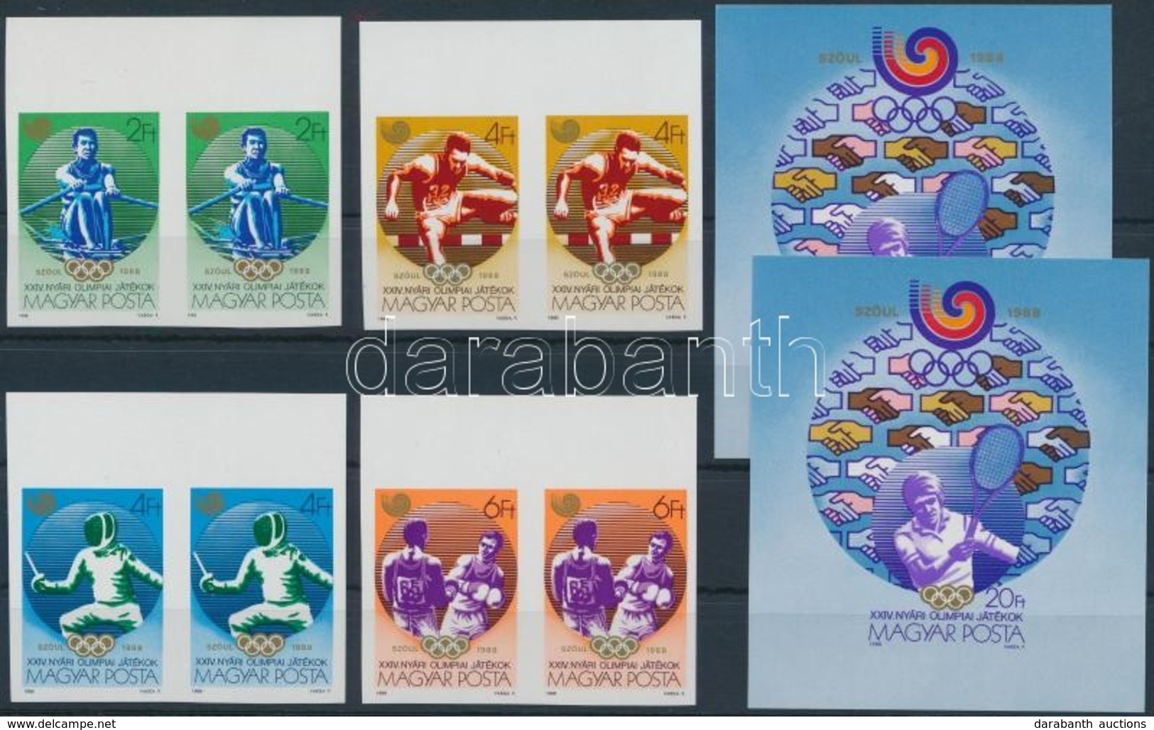 ** 1988 Olimpia Vágott Sor ívszéli Párokban + 2 Db Vágott Blokk (16.000) / Mi 3959-3962 Imperforate Margin Pairs + 2 X M - Sonstige & Ohne Zuordnung