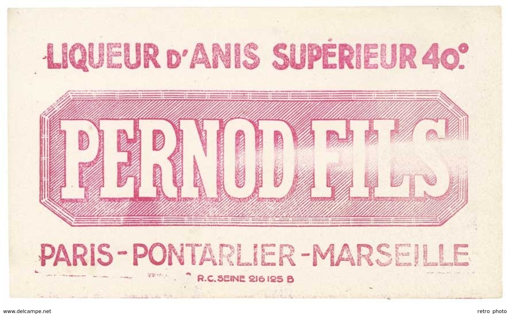 Buvard Pernod Fils, Liqueur D'anis Supérieure, Paris, Pontarlier, Marseille - P
