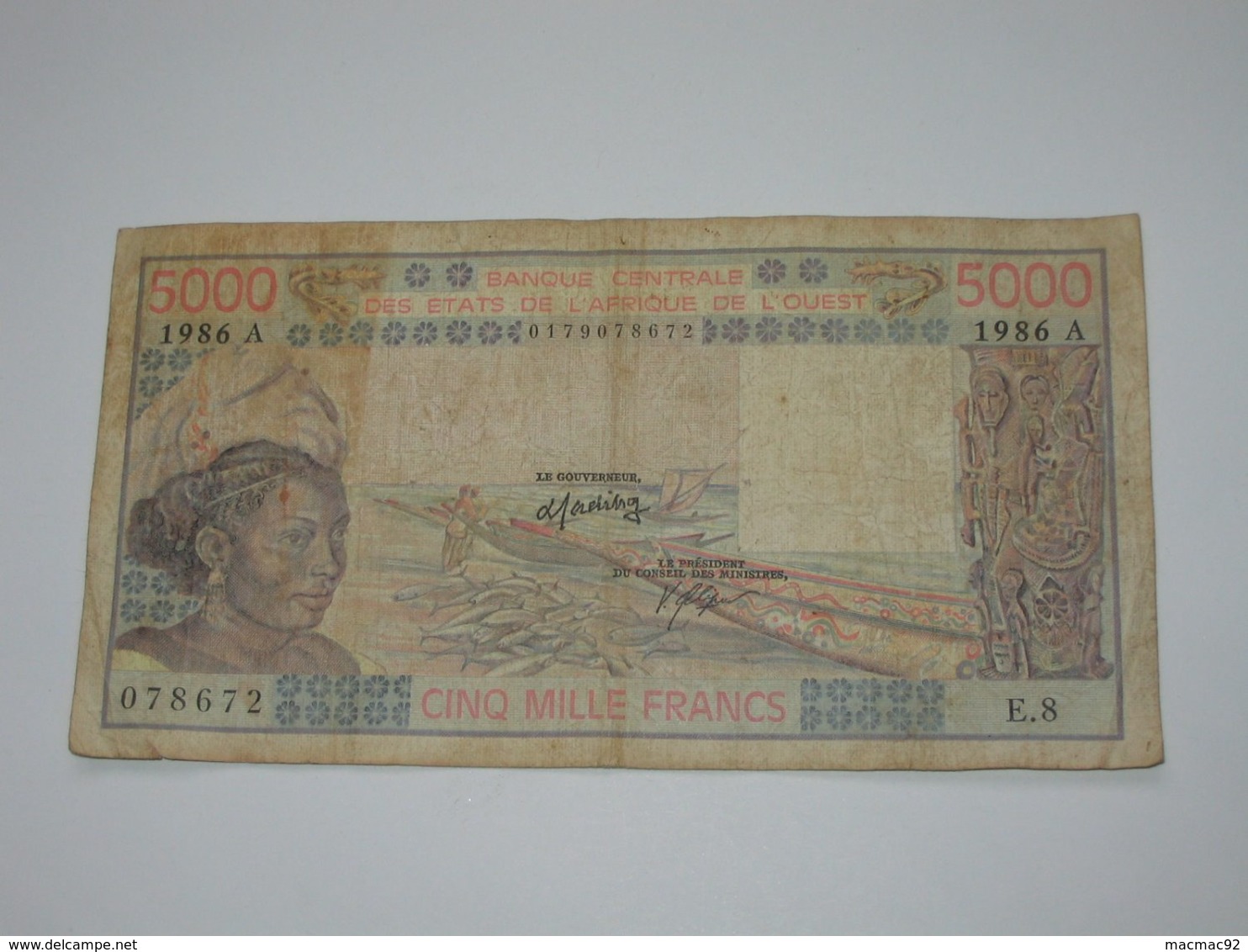 5000 Francs 1986 - COTE D'IVOIRE  - Banque Central Des états De L'Afrique De L'ouest   **** EN ACHAT IMMEDIAT **** - Côte D'Ivoire