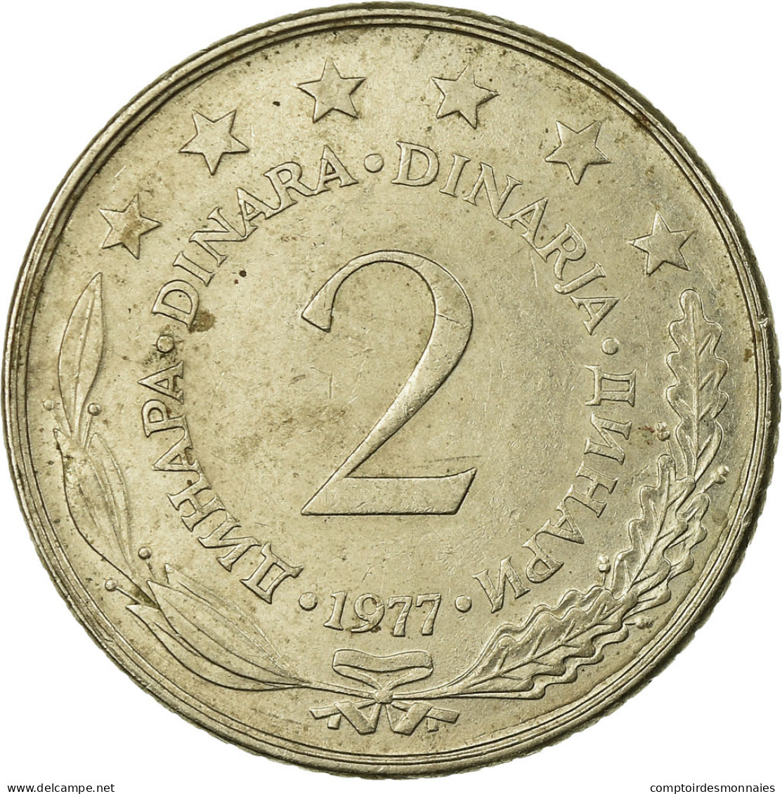 Monnaie, Yougoslavie, 2 Dinara, 1977, Melbourne, TB+, Copper-Nickel-Zinc, KM:57 - Victoria