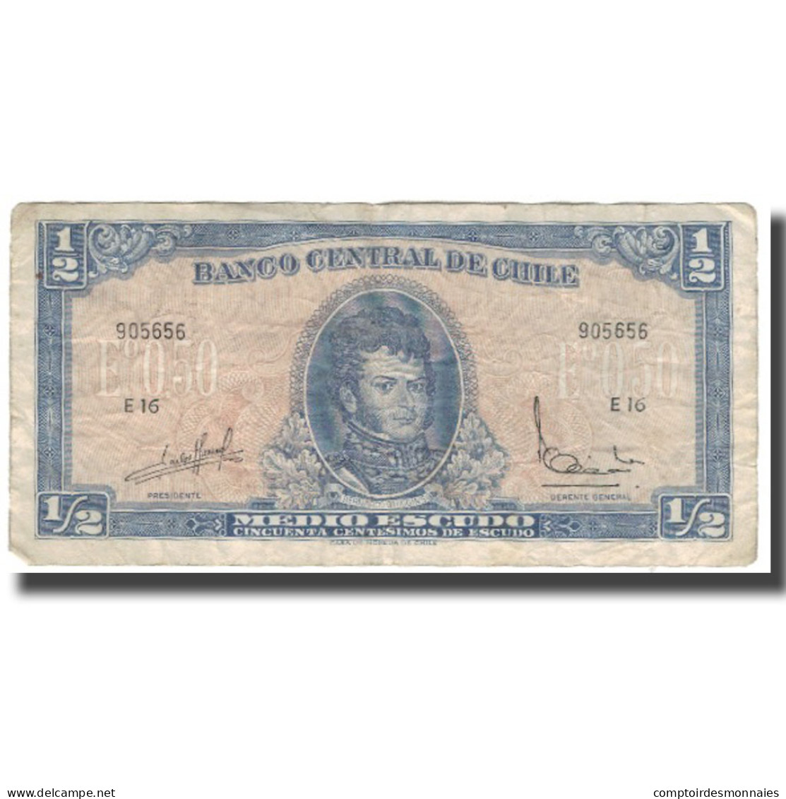 Billet, Chile, 1/2 Escudo, KM:134Aa, TB+ - Chile