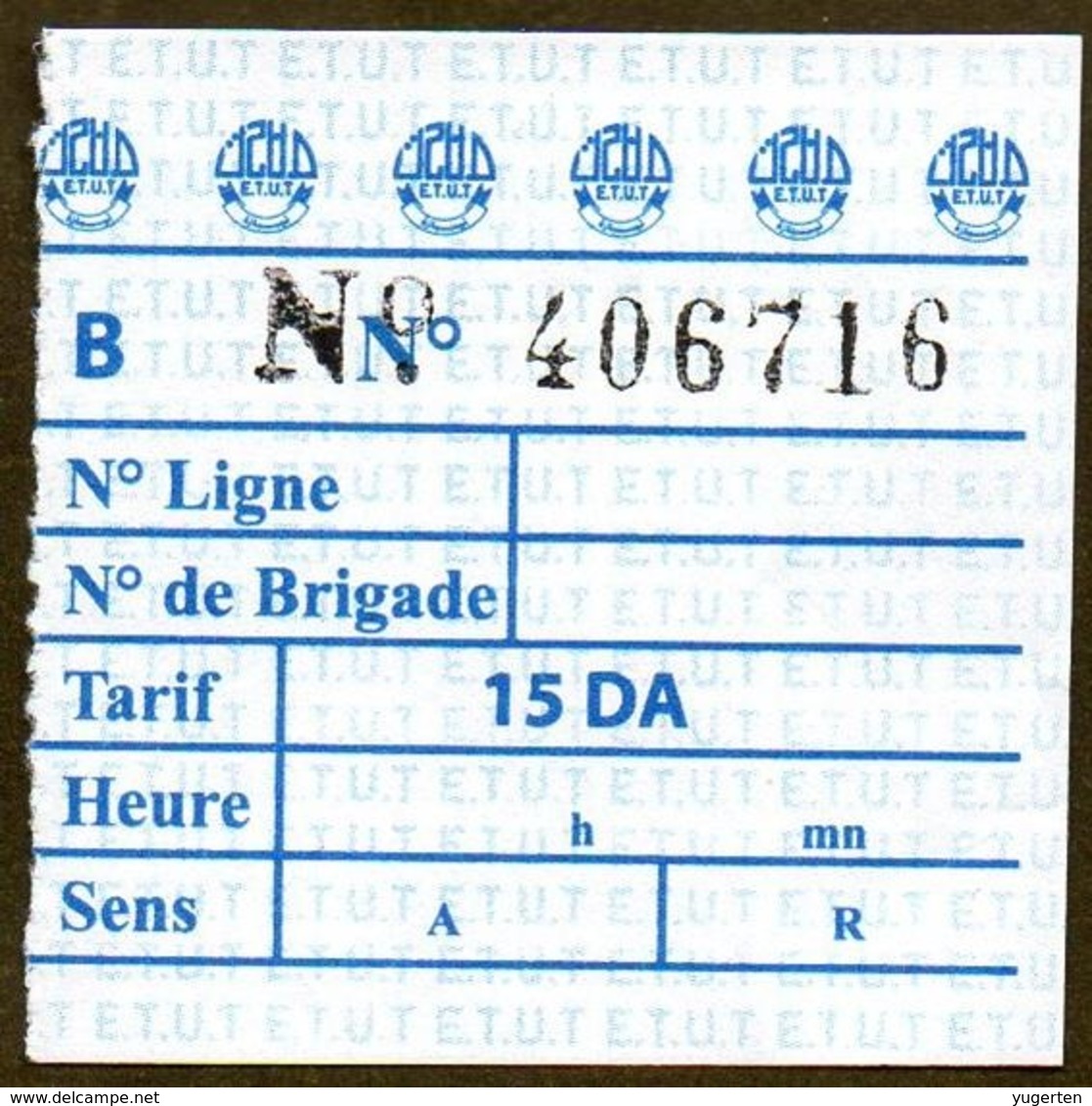 Algeria Ticket Bus Transport Tipasa - Busticket - Billete De Autobús Biglietto Dell'autobus 2018 - World