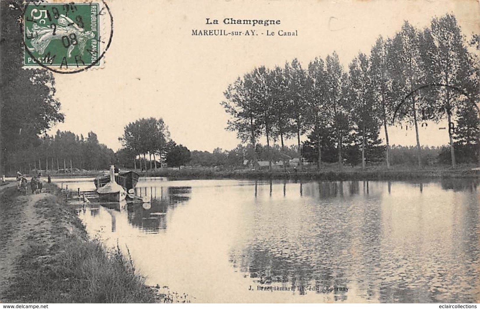 Thème    Navigation Fluviale .Péniche Écluse.Bac   51   Mareuil Sur Ay   (voir Scan) - Hausboote