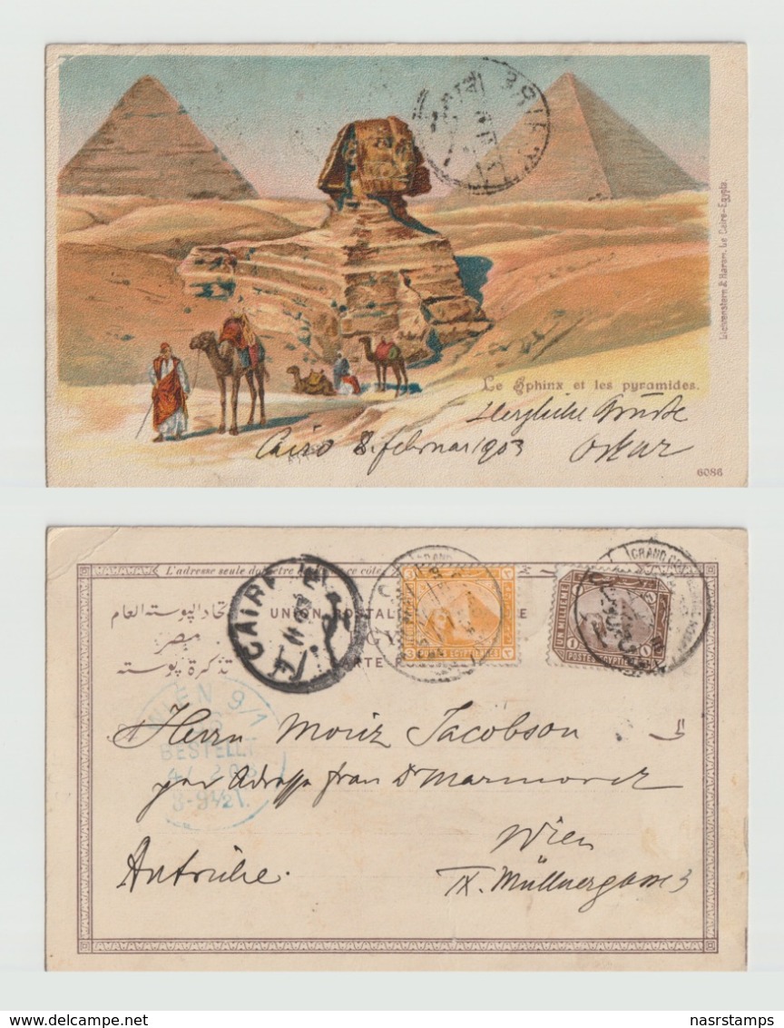 Egypt - 1901 - Very Rare - Post Card - Grand Continental Hotel's Postmark - 1866-1914 Ägypten Khediva