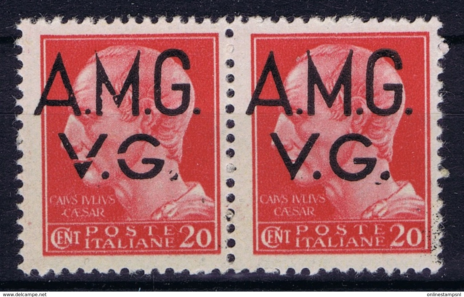 Italy: AMG-VG Sa 3 Broken G In VG MH/* Flz/ Charniere  Pair 1x Brioken 1 X Normal - Mint/hinged