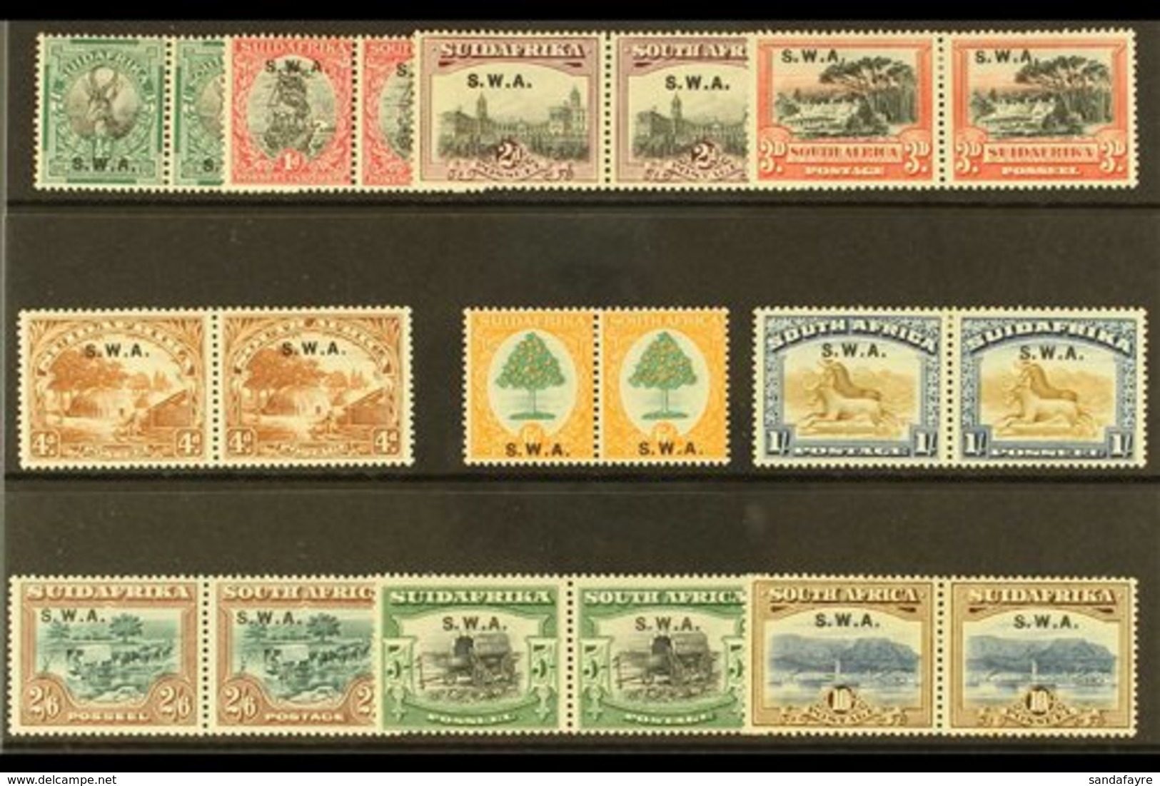 1927-30 Pictorial Pairs Set, SWA Opt'd, SG 58/67, Very Fine Mint (10 Pairs) For More Images, Please Visit Http://www.san - Zuidwest-Afrika (1923-1990)