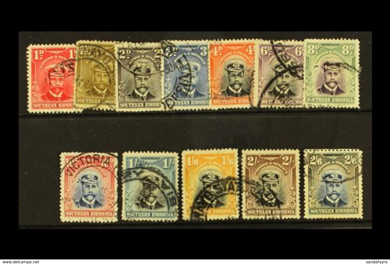 1924 Admiral 1d To 2s6d, SG 2/13, Cds Used, 8d With Hinge Thin. (12) For More Images, Please Visit Http://www.sandafayre - Zuid-Rhodesië (...-1964)