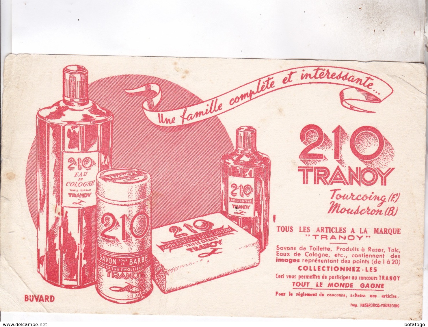 BUVARD PARFUMS 210 TRANOY A TOURCOIN Et MOUSERON - Perfumes & Belleza