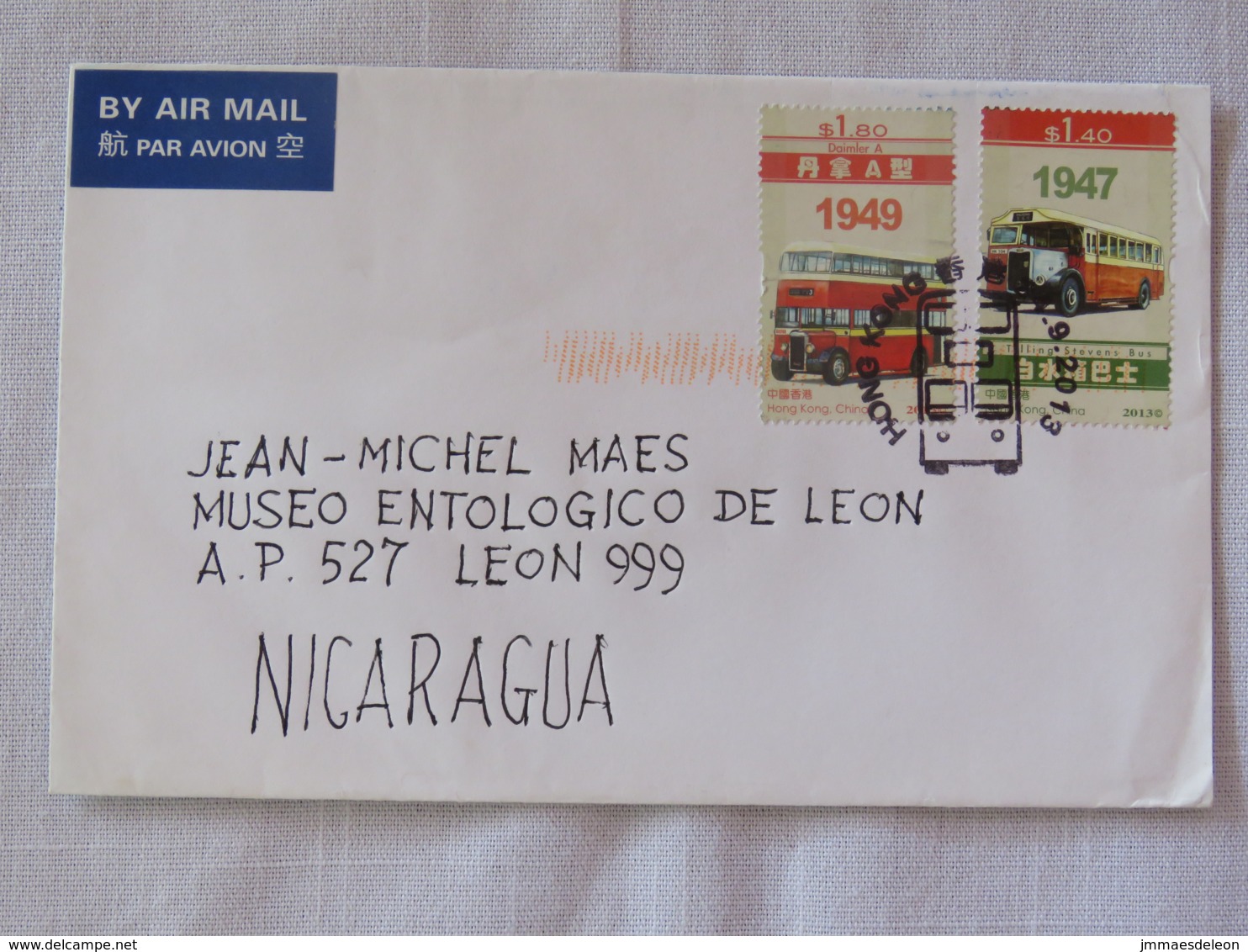 Hong Kong 2013 FDC Cover To Nicaragua - Transport Bus - Brieven En Documenten