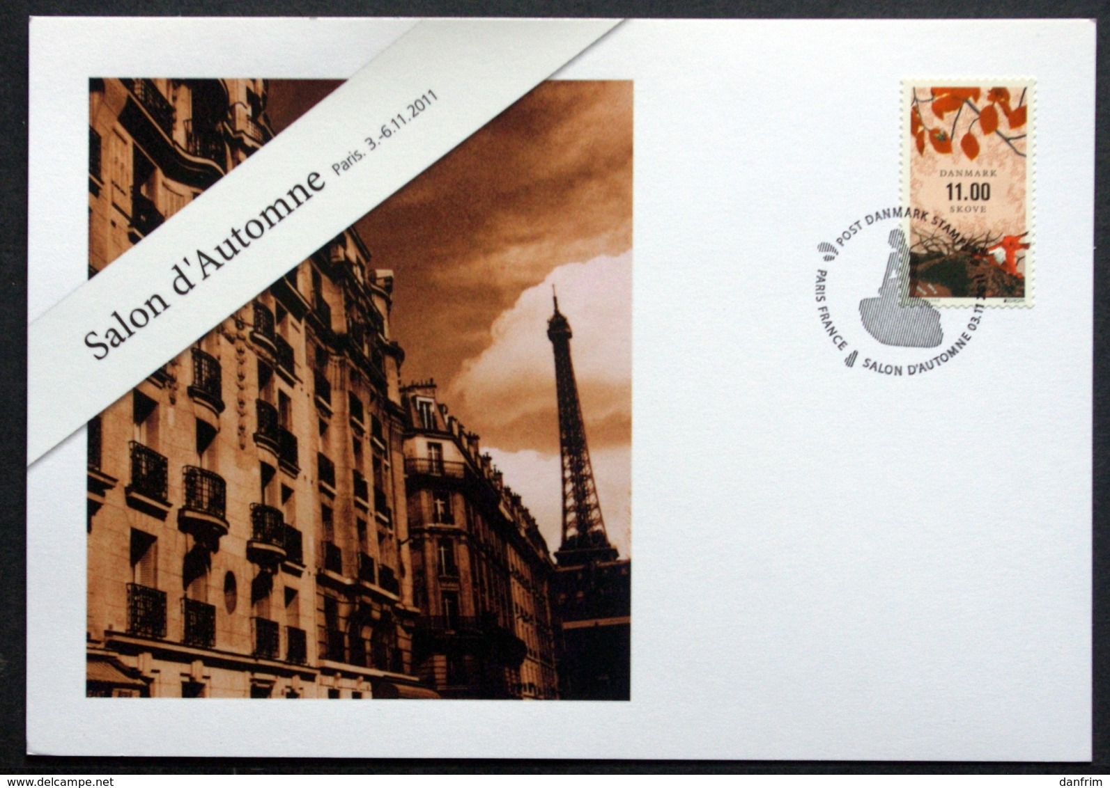 Denmark Special Cancel Cards 2011Salon D'Automne Paris 3-6-2011 Minr.1643A (lot 3601) - Brieven En Documenten