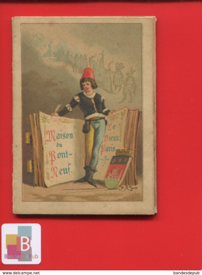Calendrier Chromo Dépliant Vieux Paris Maison Pont Neuf Bouillon Rivoyre  Cathedrale Notre Dame Esmeralda Victor Hugo - Petit Format : ...-1900