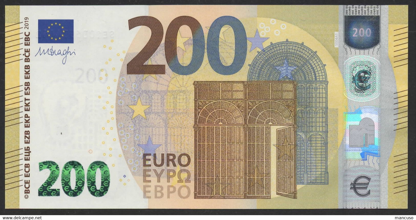 ITALIA € 200 SE S004  A1  "00"  DRAGHI   UNC - 200 Euro