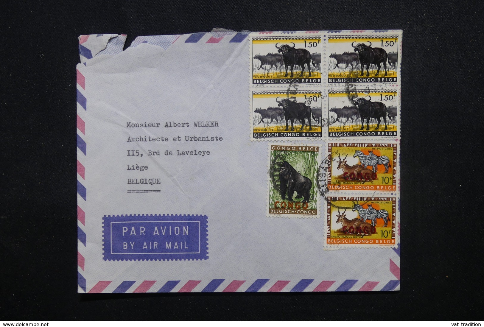 CONGO - Enveloppe De Jadotville Par Avion Pour Liège En 1964, Affranchissement Plaisant Dont Surchargés - L 45143 - Other & Unclassified