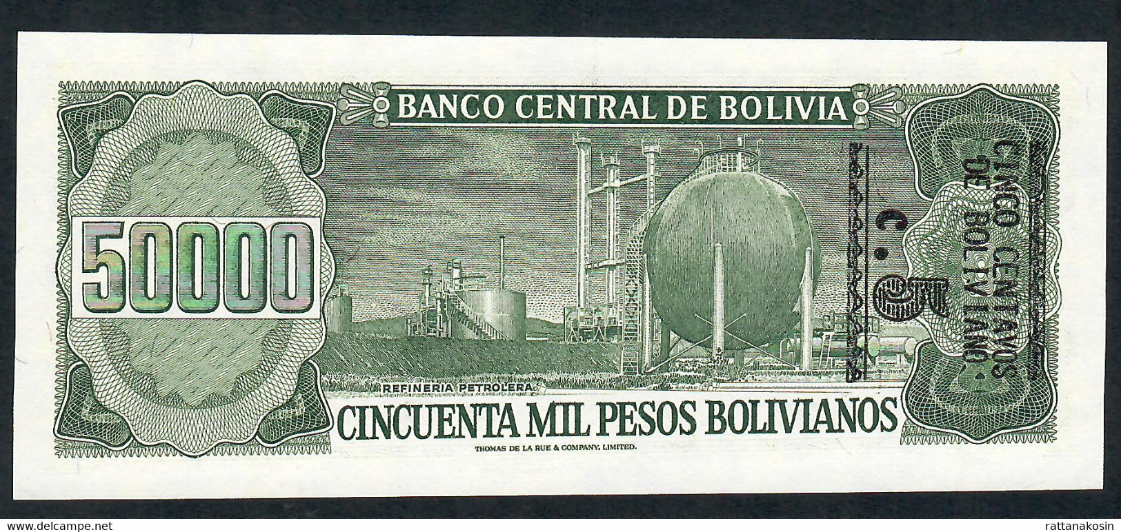 BOLIVIA P196a 5 CENTAVOS/50.000 P.B.  5.6.1984 #A Signature 76  UNC. - Bolivien