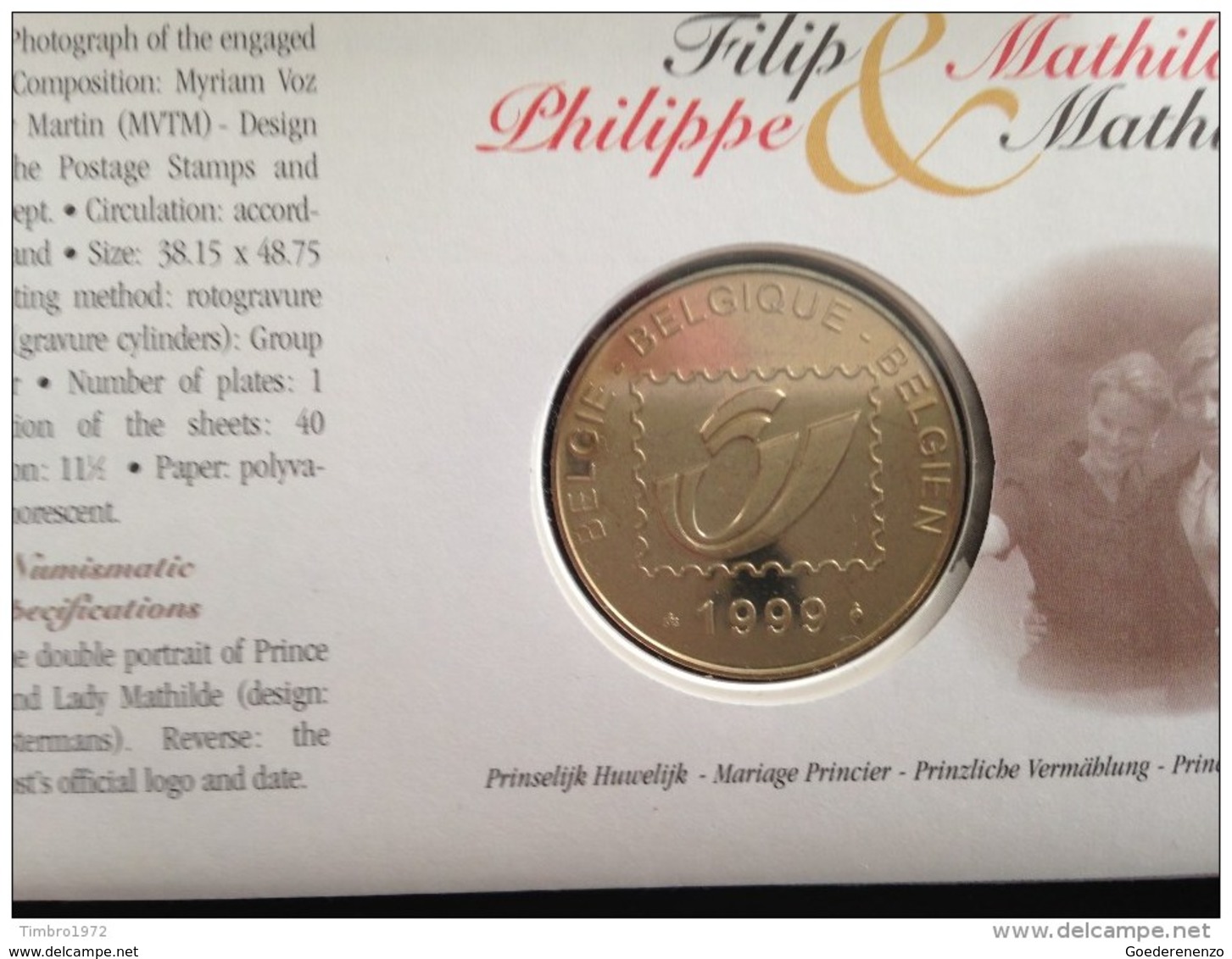 Prinselijk Huwelijk Filip En Mathilde - Numisletters