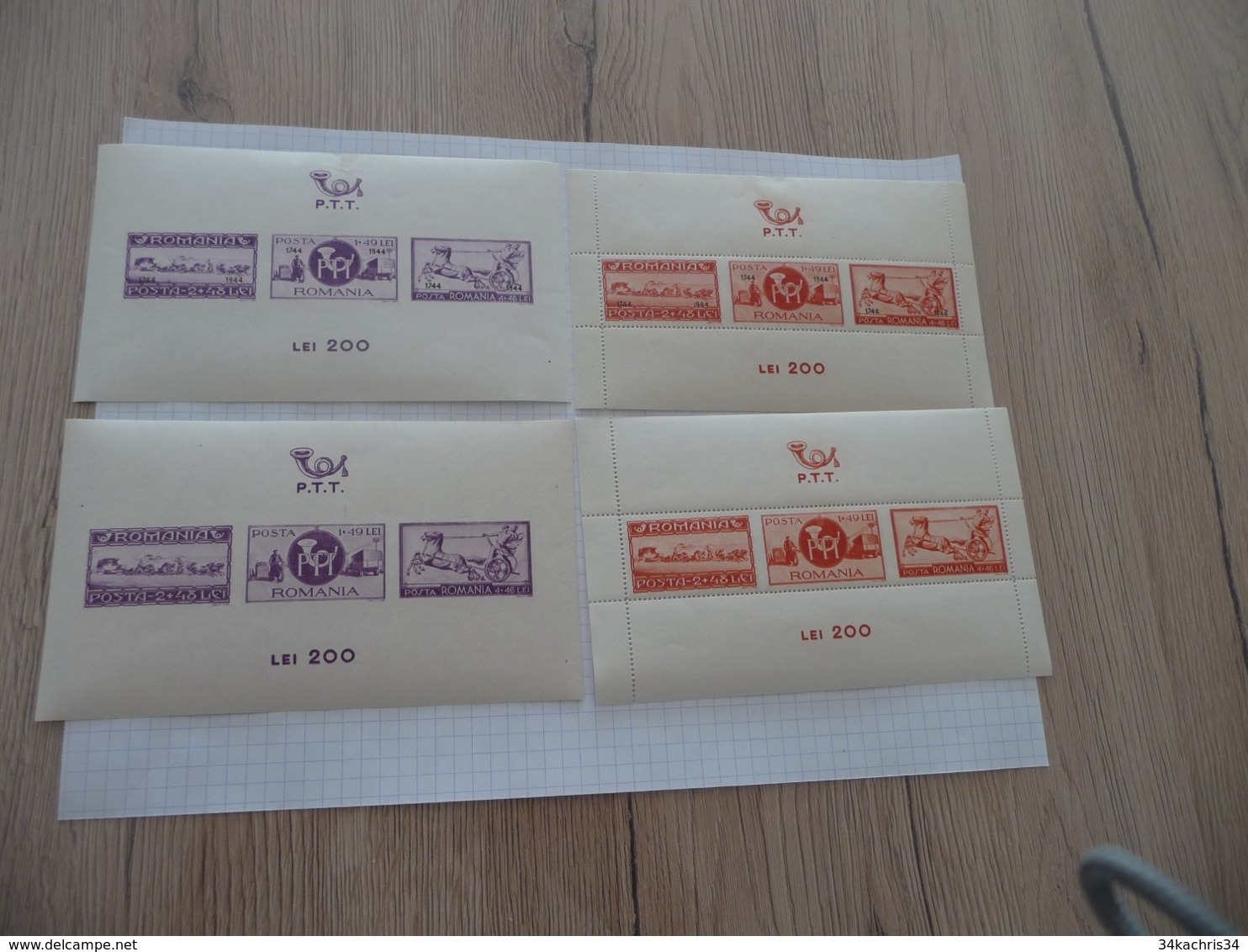 Roumanie Romania 4 Blocs 1944 Dentelé Et Non Charnière Propre - Blocks & Sheetlets