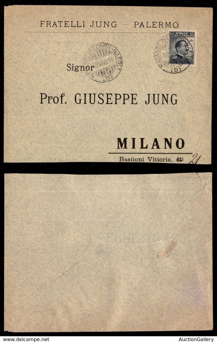 Regno - Natante Palermo Napoli D - 15 Cent (96) Su Busta Per Milano Del 18.5.14 - Otros & Sin Clasificación