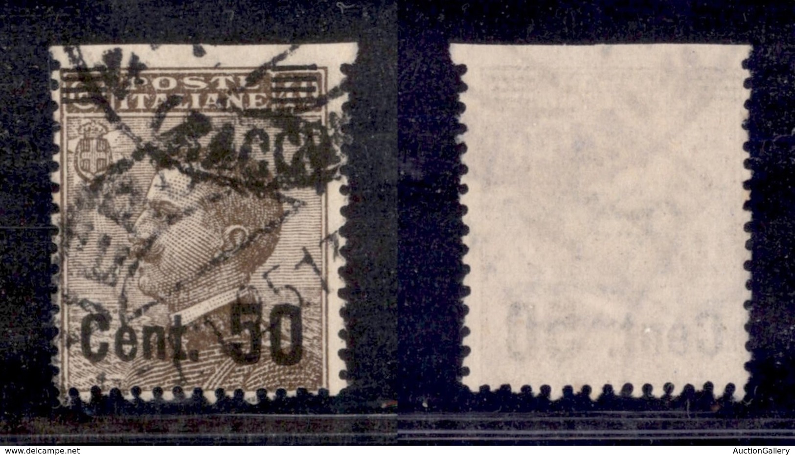 Regno - 1923/1927 - 50 Cent Su 40 Cent Michetti (139t) - Non Dentellato In Alto - Usato (400) - Other & Unclassified