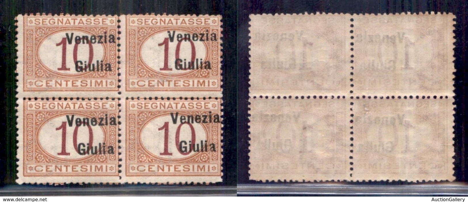 Occupazioni I Guerra Mondiale - Venezia Giulia - Segnatasse - 1918 - Quartina Del 10 Cent (2e) Con Soprastampa Spostata  - Sonstige & Ohne Zuordnung