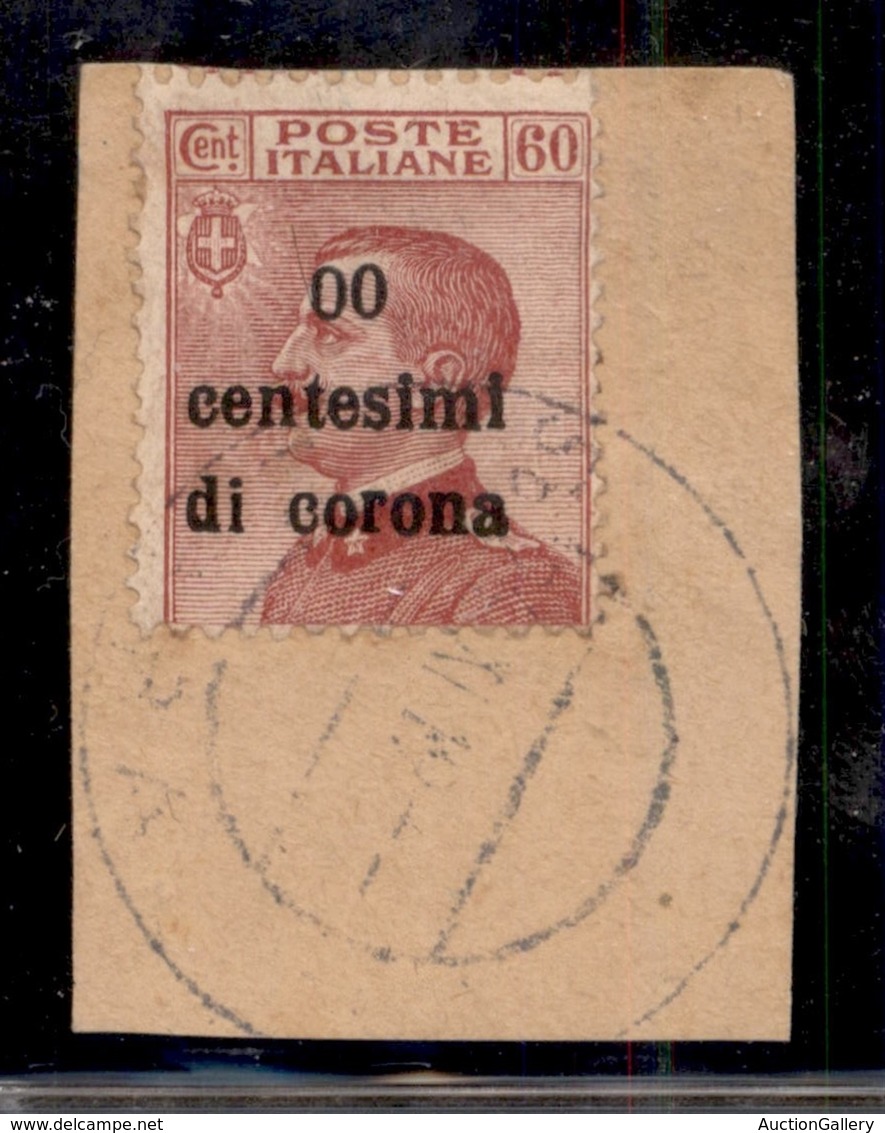 Occupazioni I Guerra Mondiale - Trento E Trieste - 1919 - 60 Su 60 Cent (10l) Soprastampa 00 - Frammento (400+) - Sonstige & Ohne Zuordnung