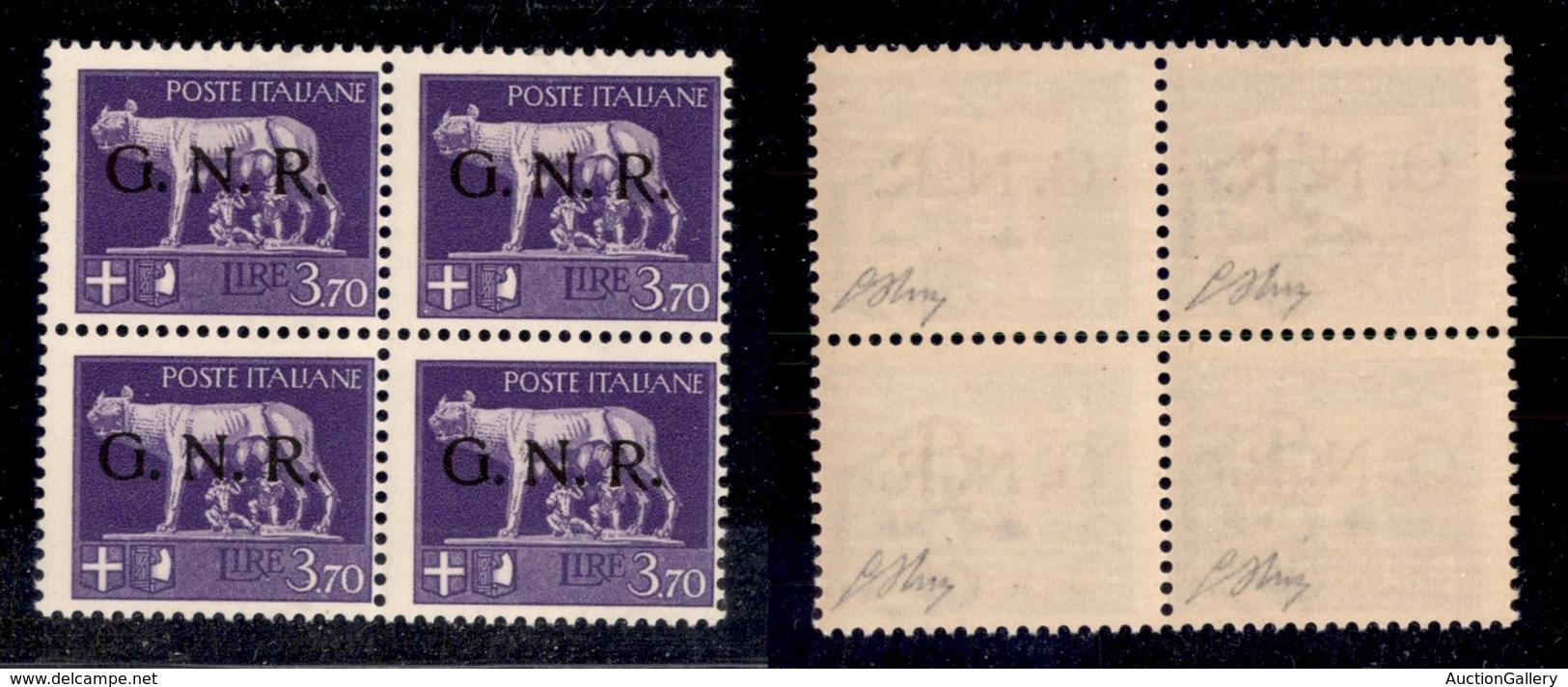 RSI - G.N.R. Verona - 1944 - 3,70 Lire (484) In Quartina - Gomma Integra - Oliva (480+) - Otros & Sin Clasificación