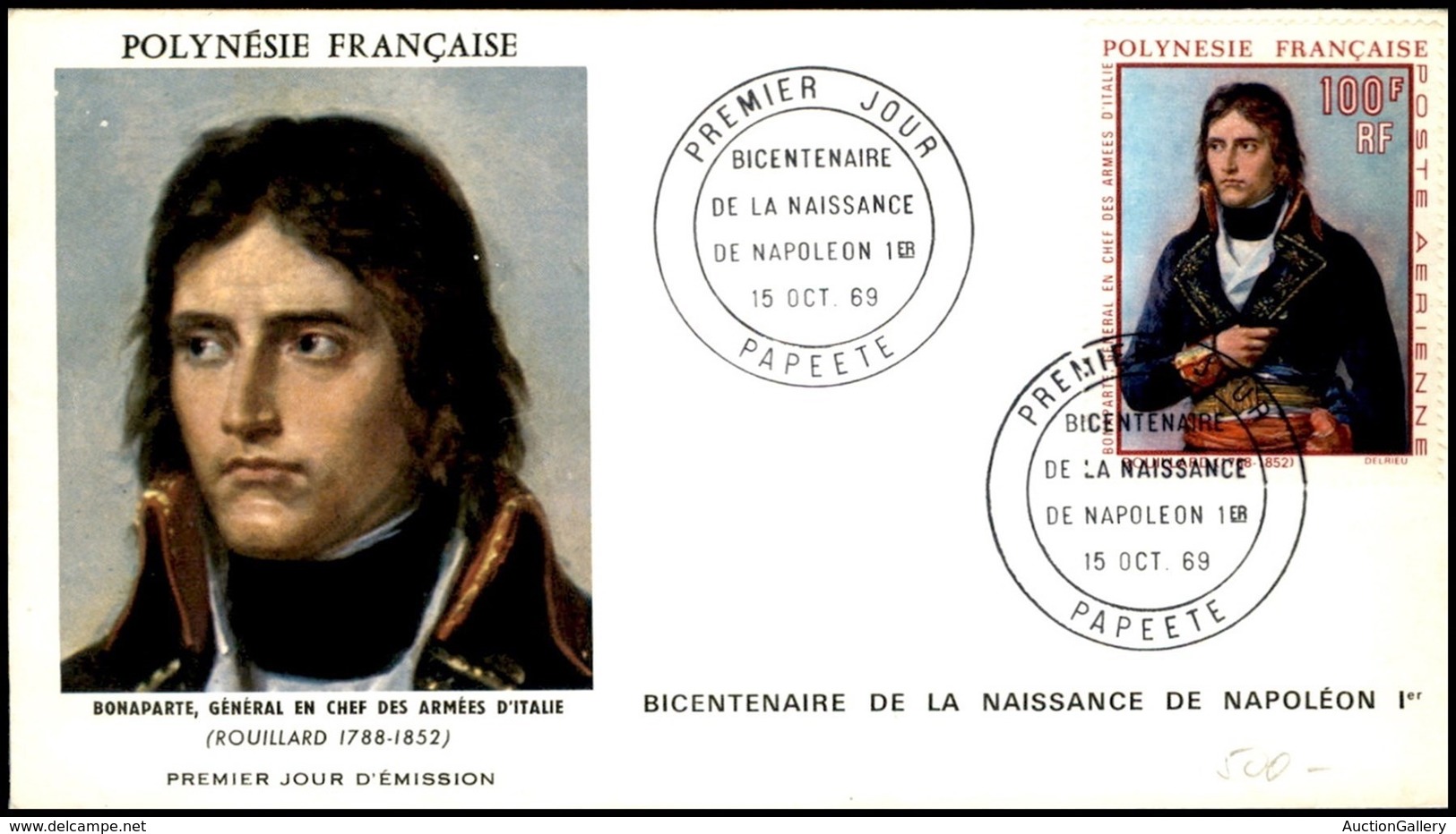 POLINESIA FRANCESE - 1969 - 100 Fr Bicentenario Napoleone (100) - FDC 15.10.69 - Otros & Sin Clasificación