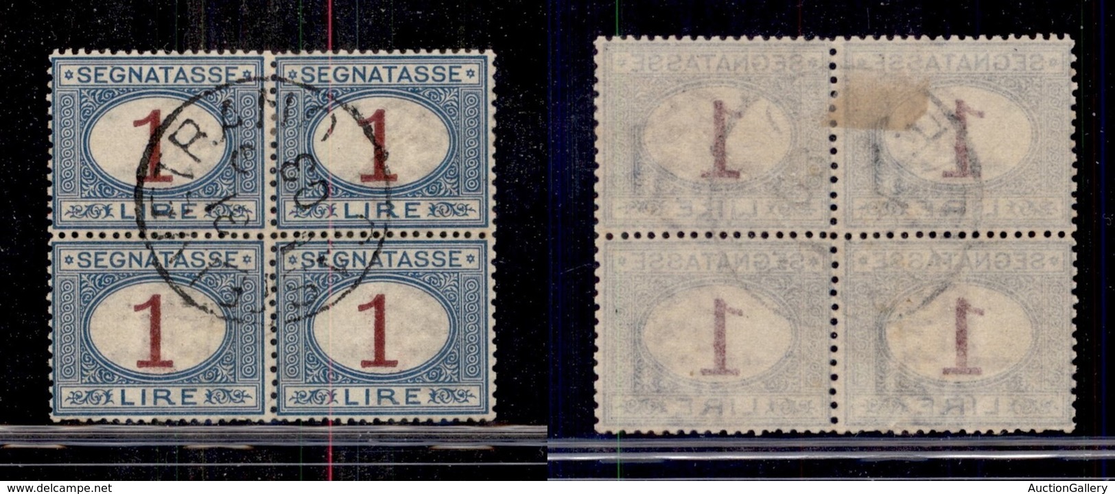 Regno - Segnatasse - 1890 - 1 Lira (27) - Quartina Usata - Ottimamente Centrata - Rara - Otros & Sin Clasificación