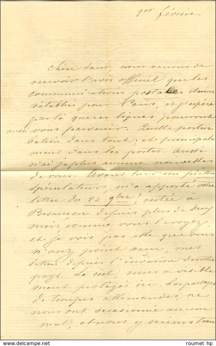 Cachet Encadré Bleu KPR:FELDPOST / RELAIS N° 66 / Als. N° 5 (2) Sur Lettre Avec Texte De Ginecourt Sur Durbion (Vosges)  - Guerra De 1870