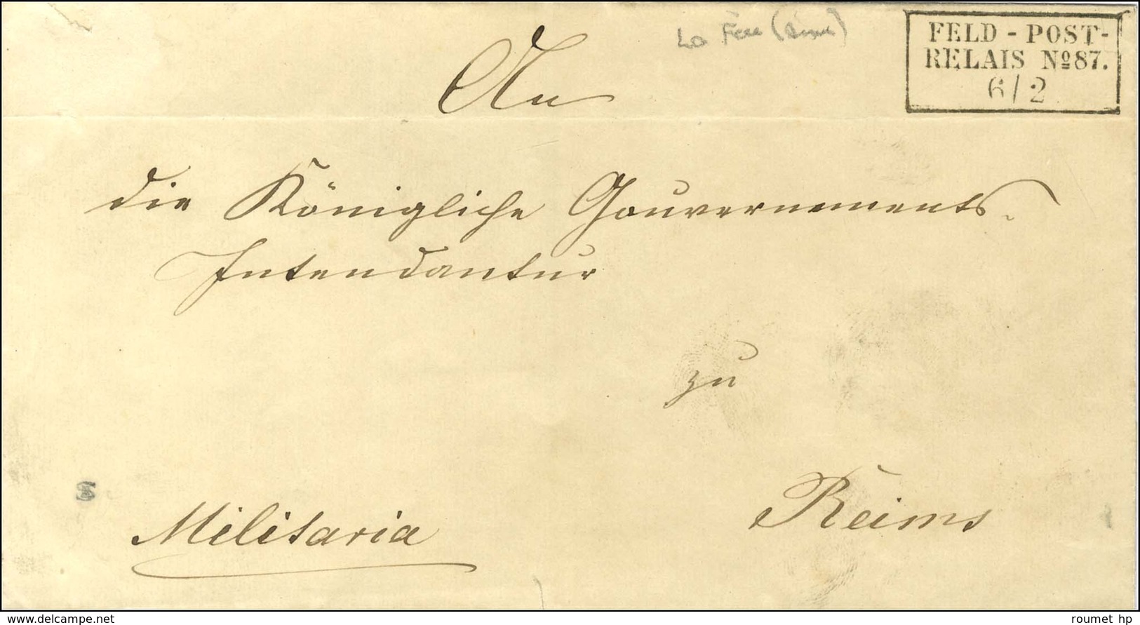 Cachet Encadré KPR FELDPOST / RELAIS N° 87 Sur Lettre Adressée En Franchise à Reims. 1871. - SUP. - Guerra De 1870